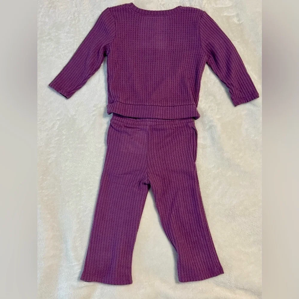 Purple Jumping Beans Twist Front Top & Wide Leg Pants Set 18 m